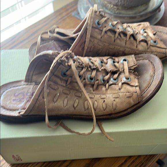 A.S.98 Tan Gladiator Sandals with Lace-Up Design - Picture 3 of 5